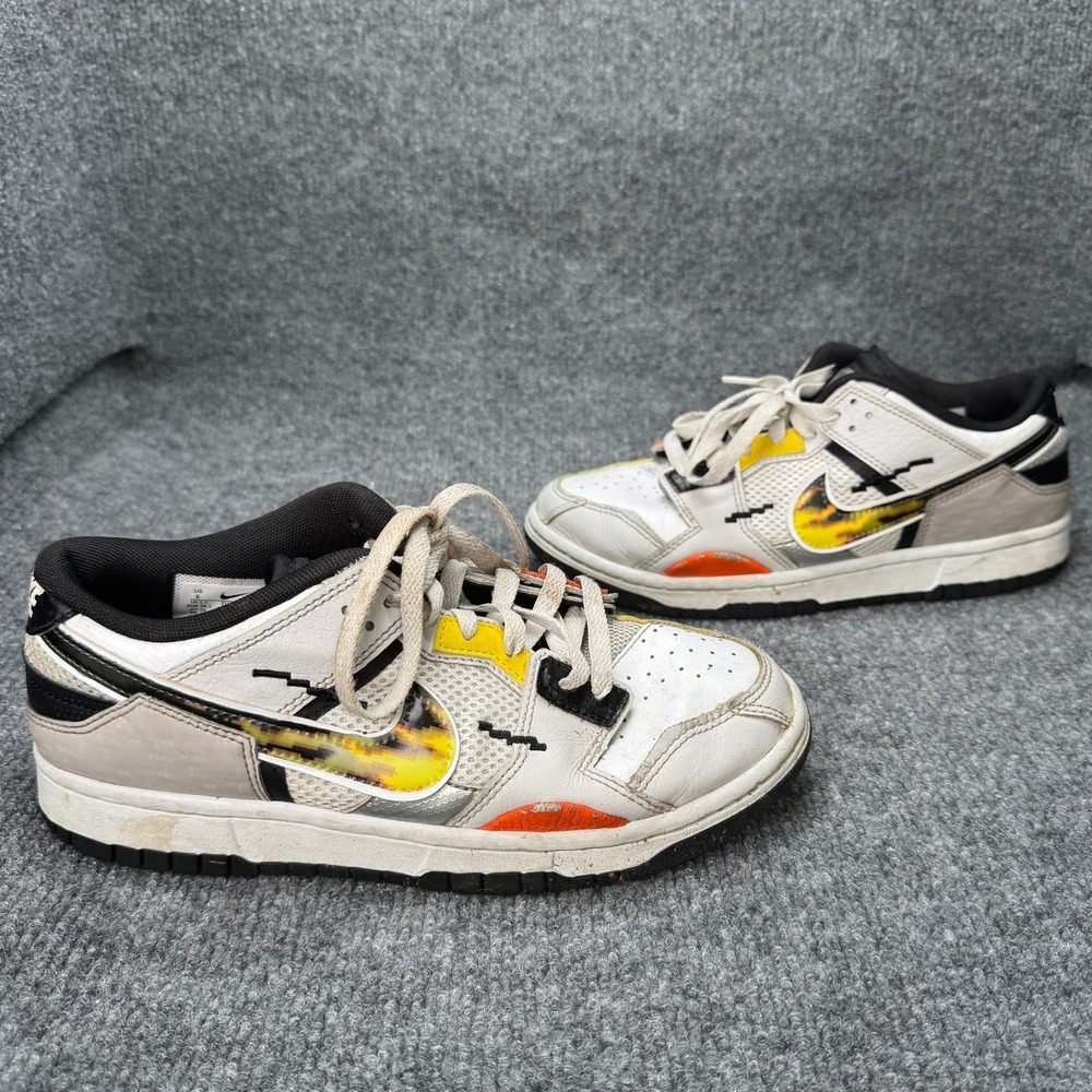 Nike Dunk Low Scrap Mens 6 White Grey Yellow Orange Streetwear DX6058-101
